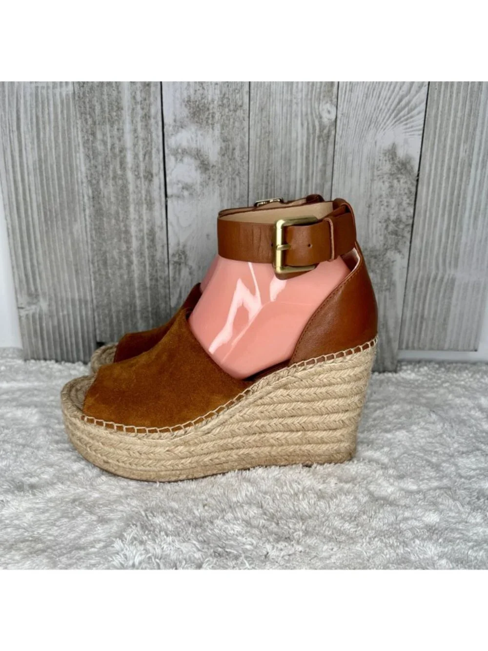 Marc Fisher Suede Platform Espadrille Sandals Size 7.5 M